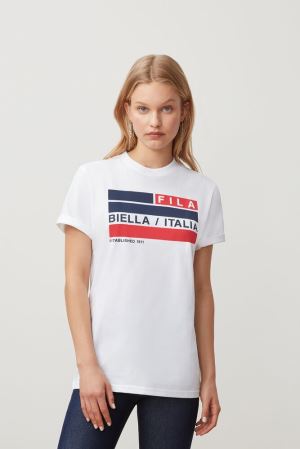 FILA Margarita Tee Shirts White / Red,Womens Clothing | CA.XQAMBS564